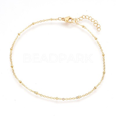 Ion Plating(IP) 304 Stainless Steel Cable Chain Anklets AJEW-P069-01G-1