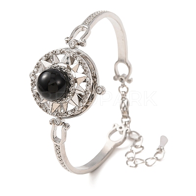 Rotating Sun Natural Obsidian Link Bracelets GG-CBA0251-11P-10-1