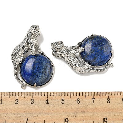 Dyed Natural Lapis Lazuli Half Round Pendants G-F766-06AS-04-1