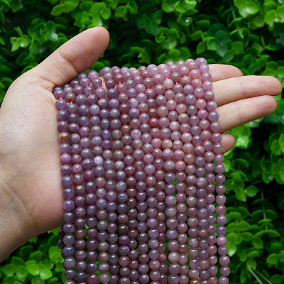 Natural Gemstone Ruby Round Beads Strands G-O017-6mm-06-1