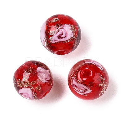 Luminous Handmade Gold Sand Lampwork Beads LAMP-T021-8mm-03V-1
