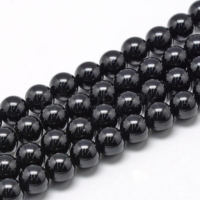 Natural Black Tourmaline Beads Strands G-R446-10mm-19-1