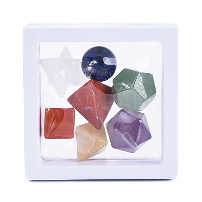 7 Chakra Natural Gemstone Platonic Sacred Stones Geometry Set G-L564-001-1