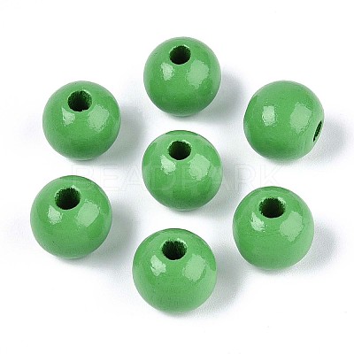 Spray Painted Round Natural Schima Wood Beads WOOD-A018-12mm-08-1