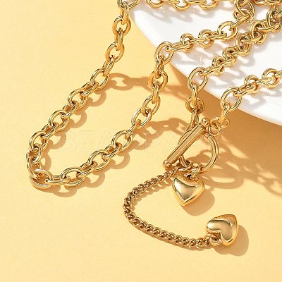304 Stainless Steel Toggle Heart Y Necklaces for Women NJEW-M101-04G-1