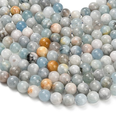 Natural Aquamarine Beads Strands G-F591-29B-10mm-01-1