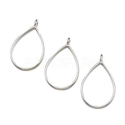 Rack Plating Alloy Teardrop Open Back Bezel Pendants PALLOY-TA0001-09P-1