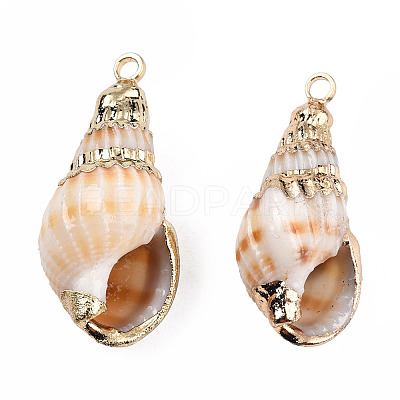 Electroplate Spiral Shell Pendants X-SSHEL-T006-12-1