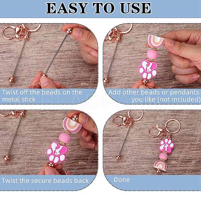 16Pcs Alloy Bar Beadable Keychain for Jewelry Making DIY Crafts KEYC-SZ0001-16RG-1
