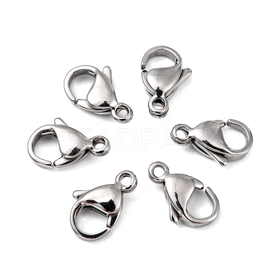 Tarnish Resistant Polished 316 Surgical Stainless Steel Lobster Claw Clasps STAS-R072-12A-1