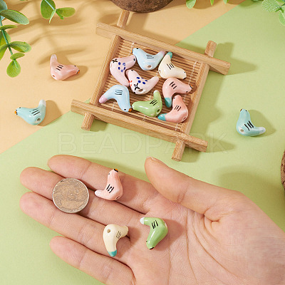 14Pcs 7 Colors Handmade Porcelain Beads PORC-TA0001-18-1