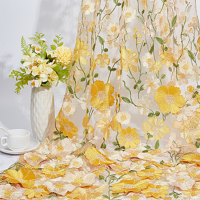 Polyester Silk Mesh Ruffle Edge Trim DIY-WH20007-407A-1