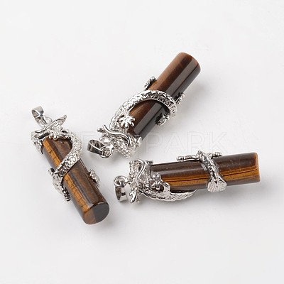 Tube Natural Tiger Eye Pendants X-G-L455-H02-1
