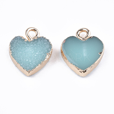 Electroplate Druzy Resin Pendants X-RESI-S366-01D-1