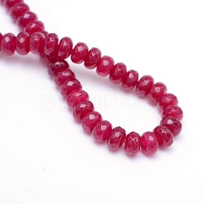 Faceted Rondelle Dyed Natural White Jade Bead Strands G-R343-6x8-07-1