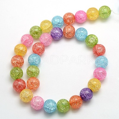 Synthetic Crackle Quartz Round Beads Strands G-L155-8mm-01-1
