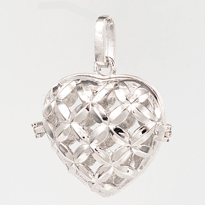 Eco-Friendly Rack Plating Brass Hollow Heart Cage Pendants KK-M180-05P-NR-1