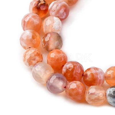 Faceted Natural Fire Crackle Agate Beads Strands X-G-F447-6mm-B03-1