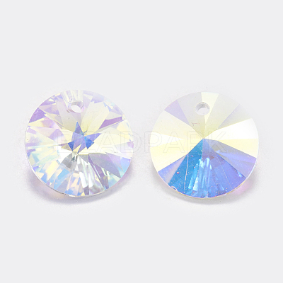 Faceted Glass Rhinestone Charms RGLA-F049-10mm-001AB-1