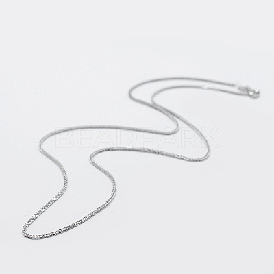 Anti-Tarnish Rhodium Plated 925 Sterling Silver Chain Necklaces STER-F039-50cm-16P-1