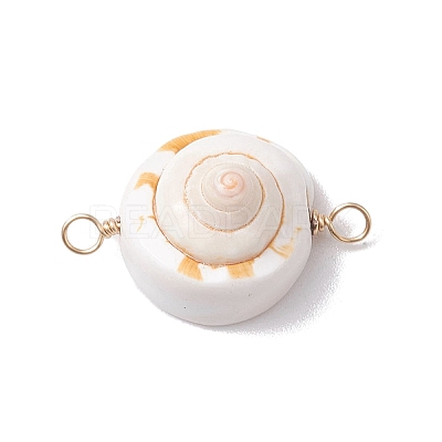 Natural Shiva Eye Shell Links Connector Charms with Real 18K Gold Plated Copper Wire Double Loops PALLOY-JF02629-1