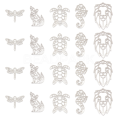 20Pcs 5 Style 201 Stainless Steel Filigree Joiners Links STAS-UN0034-33-1