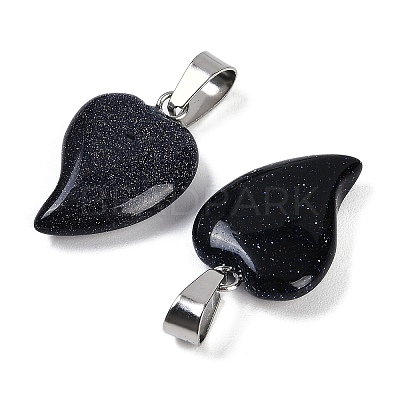 Synthetic Blue Goldstone Heart Pendants G-H073-03P-09-1