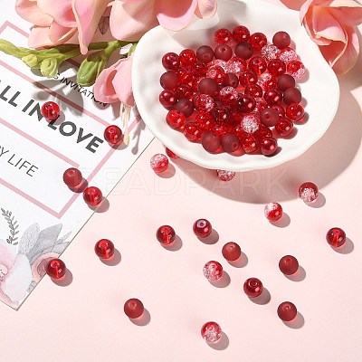 100Pcs Transparent Frosted Glass Beads Strands GLAA-CJ0002-05-1