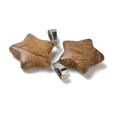 Natural Picture Jasper Pendants G-B127-12P-06-1