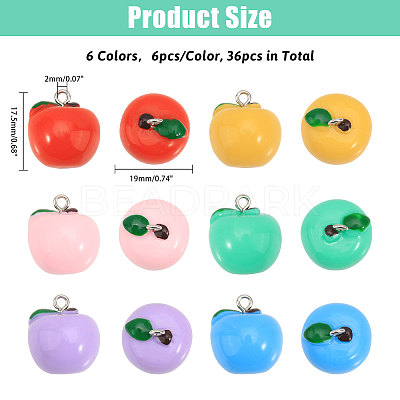 36Pcs 6 Colors Opaque Resin Pendants RESI-CA0001-72-1