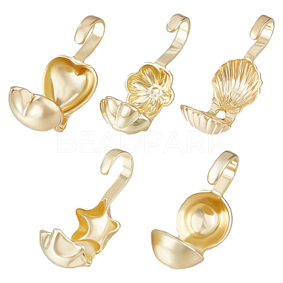 100Pcs 5 Style Brass Bead Tips KK-BBC0009-04-1