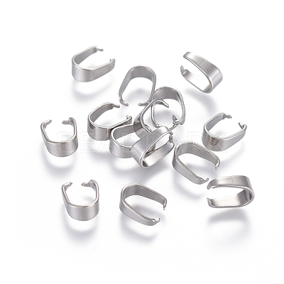 Tarnish Resistant 201 Stainless Steel Snap on Bails STAS-F117-16P-6x12-1