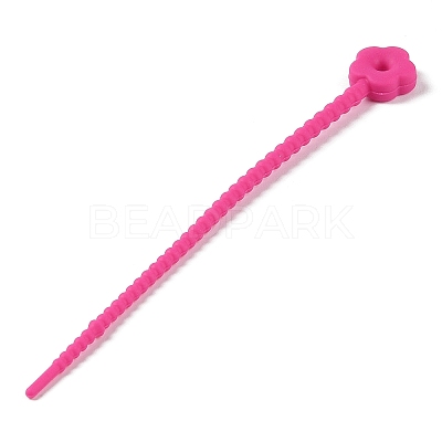 Flower Shape Silicone Cable Zip Ties AJEW-C034-01G-1