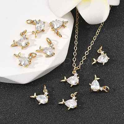 SHEGRACE Brass Micro Pave Clear Cubic Zirconia Charms XGRQ2O026-420G-1