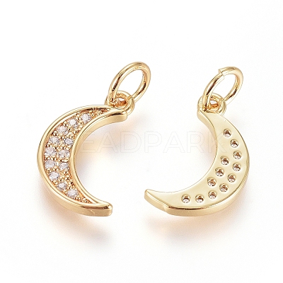 Brass Micro Pave Cubic Zirconia Pendants X-ZIRC-G166-09G-1