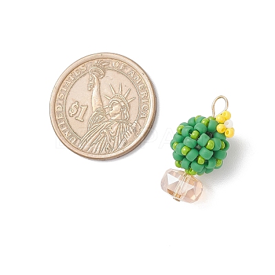 Glass Seed Beaded Cactus Pendants PALLOY-MZ00860-03-1