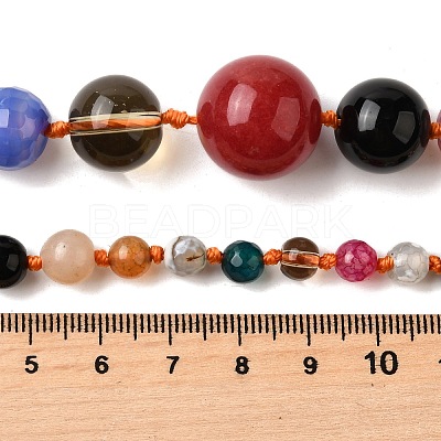 Natural Mixed Stone & Glass Round Beads Strands G-C188-01-1