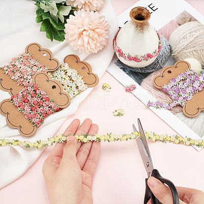 6 Yards 6 Colors Flower Polyester Embroidery Lace Ribbon OCOR-PH0002-17-1