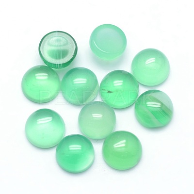 Natural Dyed & Heated Green Onyx Agate Cabochons G-P393-R04-6mm-1