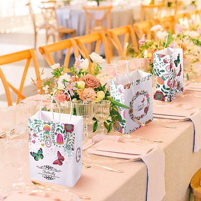 8Pcs 4 Styles Rectangle with Butterfly Pattern Paper Gift Bags CARB-TA0001-09-1