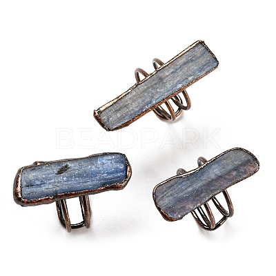 Natural Kyanite/Cyanite/Disthene Twist Rectangle Adjustable Rings RJEW-M157-02R-1