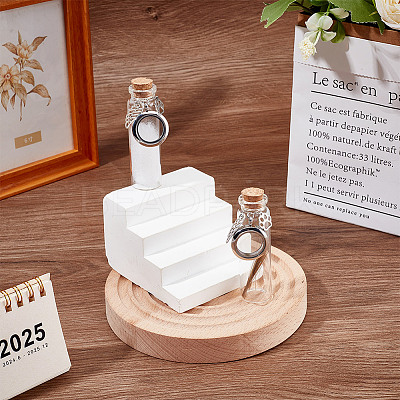 2Pcs Transparent Glass Empty Bottles with 304 Stainless Steel Locket Pendants AJEW-DR00035-1