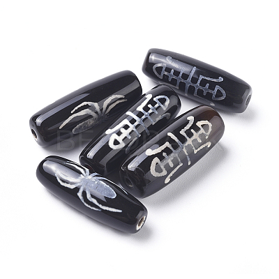 Tibetan Style Longevity & Spider Pattern dZi Beads TDZI-D008-16-1
