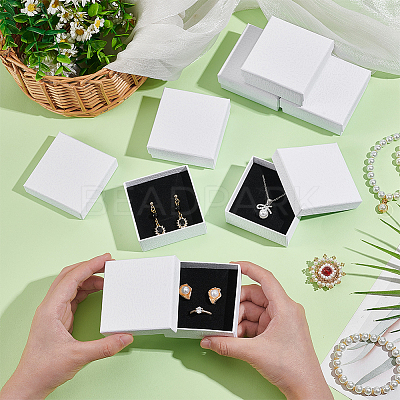 Square Kraft Paper Necklace Earring Storage Gift Boxes LS-CON-WH0095-88B-1