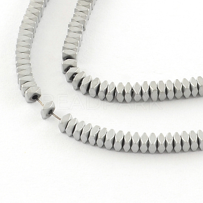 Faceted Square Electroplate Non-magnetic Synthetic Hematite Bead Strands G-S203-24H-1
