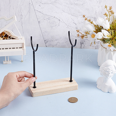 Alloy Crystal Wand Display Stands with Wooden Base BDIS-WH0014-07C-EB-1