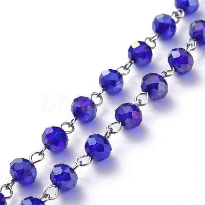 Handmade Electroplate Glass Beaded Chains AJEW-JB00529-07-1