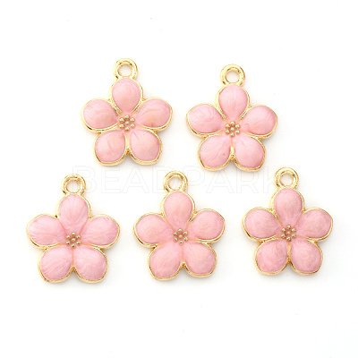Light Gold Plated Alloy Enamel Pendants X-ENAM-R136-17C-1