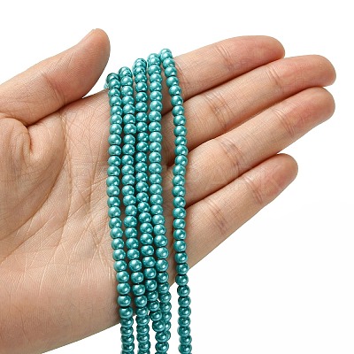 Eco-Friendly Dyed Glass Pearl Round Beads Strands HY-A002-4mm-RB073-1
