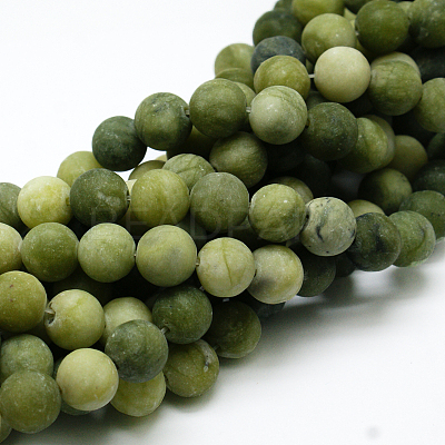Round Frosted Natural TaiWan Jade Bead Strands G-M248-4mm-02-1